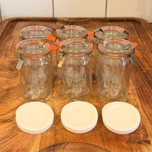 New - Set of 6 WECK Jars 789 - mini cylindrical jars - 4.9 oz